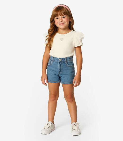 Short Infantil Jeans Com Bolsos Select Azul