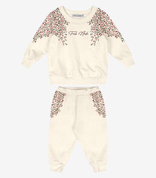 Conjunto Blusão Com Calça Moletinho Trick Nick Bege