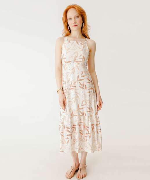 Vestido Midi Feminino Laise Estampa Folhas Marisa