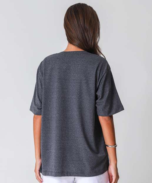 Camiseta Feminina Oversized Mickey Disney Chumbo