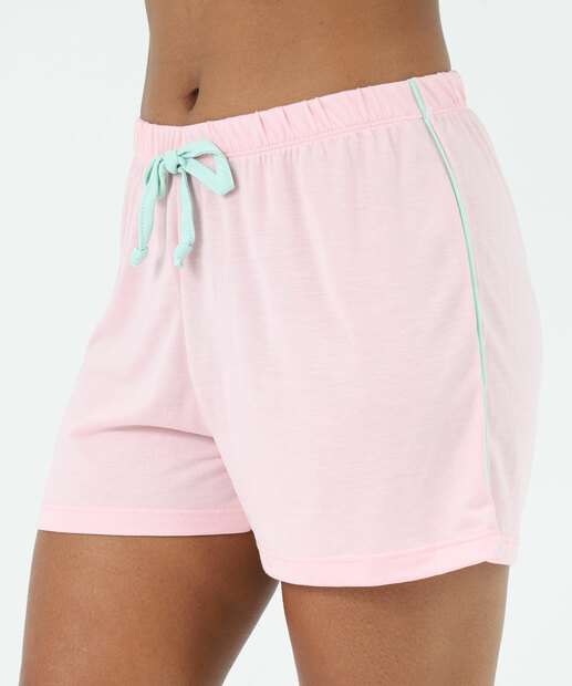 Pijama Feminino Listrado Manga Curta Snoopy Rosa