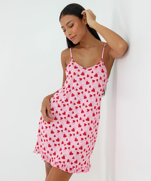 Image_Camisola Estampa Corações Alças Finas Marisa Rosa