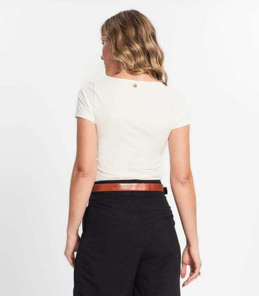Blusa Feminina Decote Quadrado Endless Bege