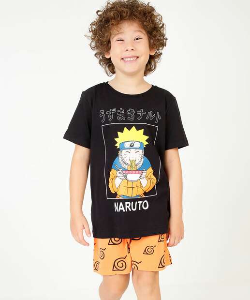 Pijama Infantil Manga Curta Estampado Naruto Tam 4 a 12