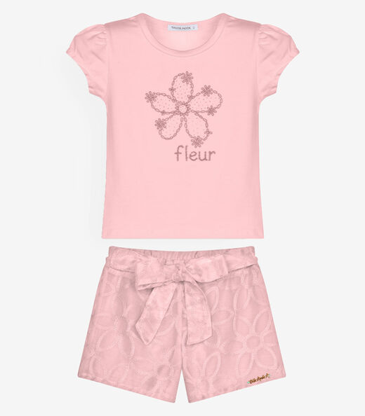 Image_Conjunto Infantil Blusa Com Shorts Trick Nick Rosa