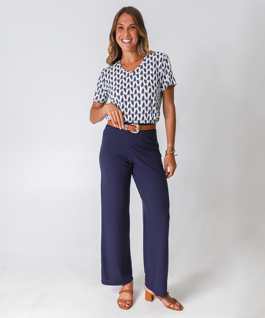 Blusa Feminina Estampada Manga Curta Marisa Off White