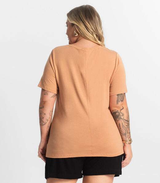 Camiseta Feminina Plus Size Secret Glam Marrom
