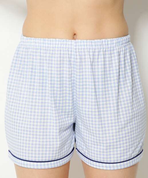 Pijama Feminino Estampa Xadrez Manga Curta Marisa