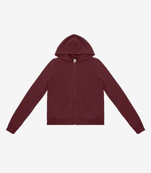 Jaqueta Peluciada com Capuz em Moletom Rovitex Vermelho