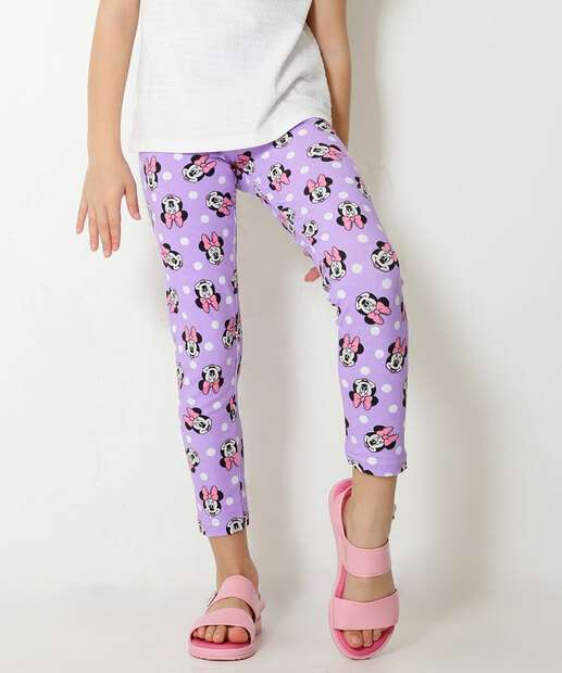 Calça Infantil Legging Estampa Minnie Disney Tam 4 a 10