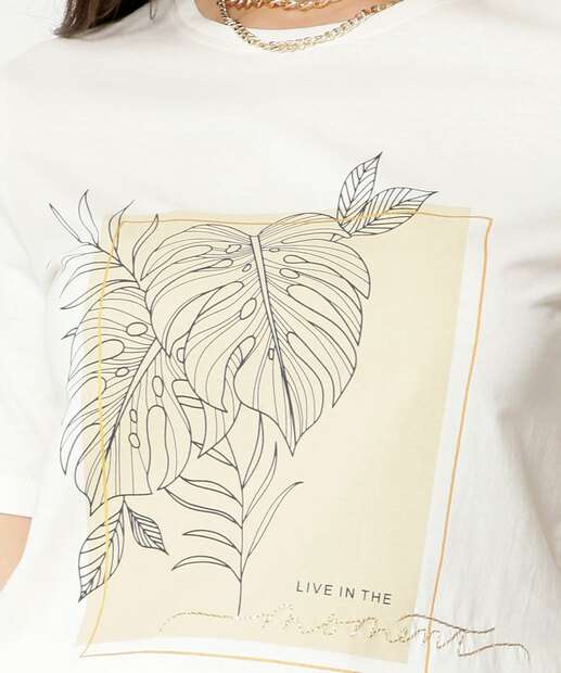 Blusa Feminina Estampa Folha Manga Curta Marisa