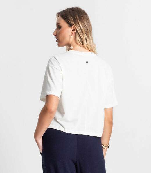 T-shirt De Meia Malha Feminina Endless Bege