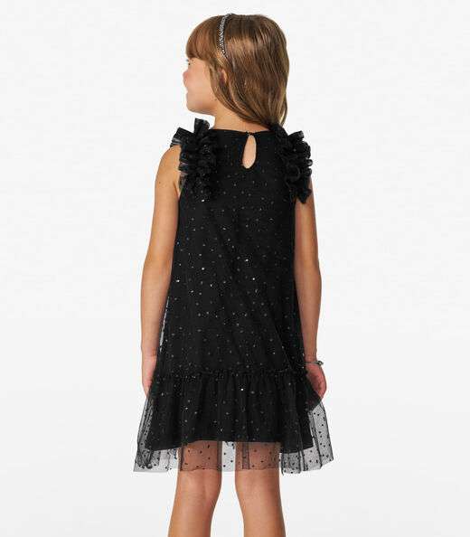 Vestido Infantil em Tule Lantejoulas Trick Nick Preto
