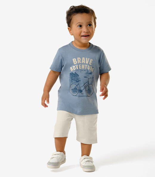 Conjunto Infantil Camiseta Com Bermuda Trick Nick Azul