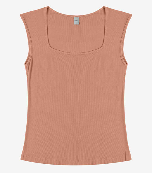 Regata Feminina em Ribana de Viscose Rovitex Marrom