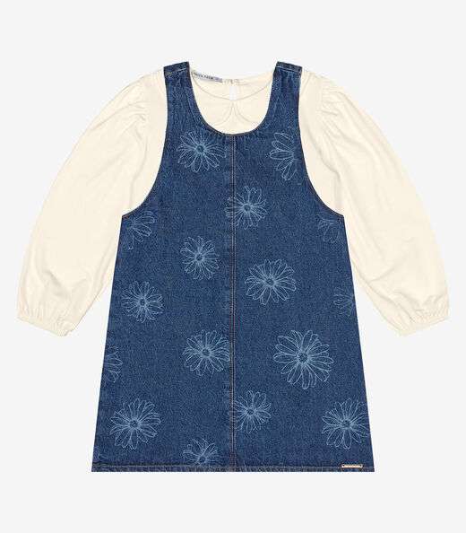 Conjunto Blusa Com Salopete Jeans Trick Nick Azul