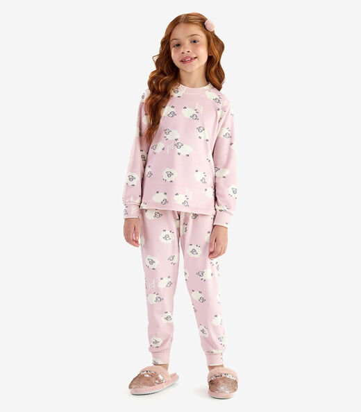 Pijama Fleece Comfort Rovi Kids Rosa
