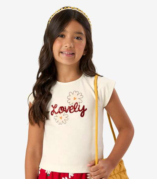 Conjunto Blusa com Shorts Cotton Rovi Kids Bege