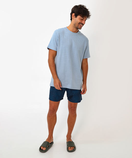 Camiseta Masculina Textura Manga Curta Marisa Azul