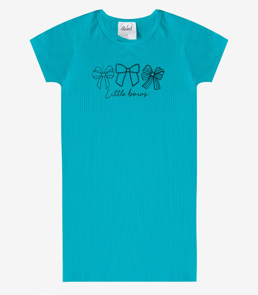 Vestido Infantil Ribana Canelada E Estampa Select Azul