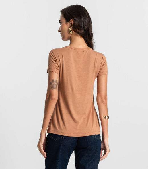 Blusa Feminina manga Curta KO Marrom