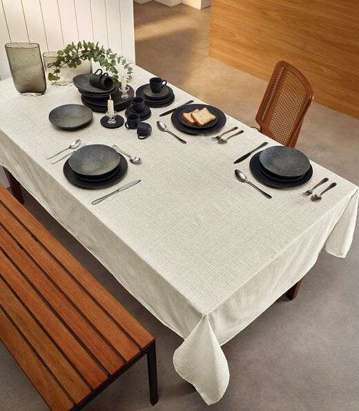 Image_Toalha De Mesa Retangular 6 Lugares Teka Bege