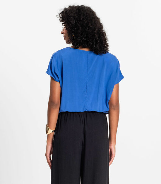 Blusa Feminina manga curta Infinita Cor Azul