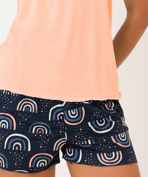 Pijama Feminino Estampa Arco-íris Alças Finas Marisa