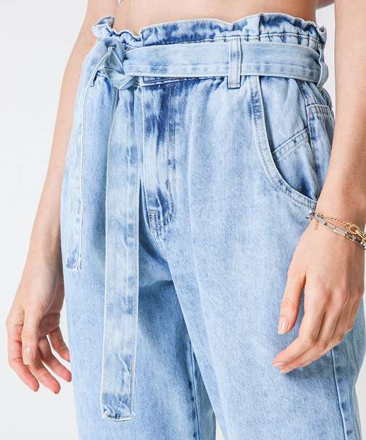 Calça Slouchy Jeans Feminina Clochard Cinto