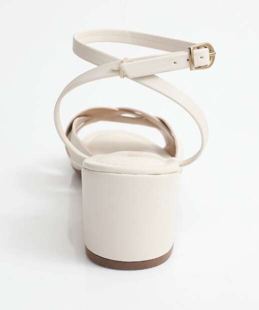 Sandália Feminina Salto Grosso Via Uno Off White