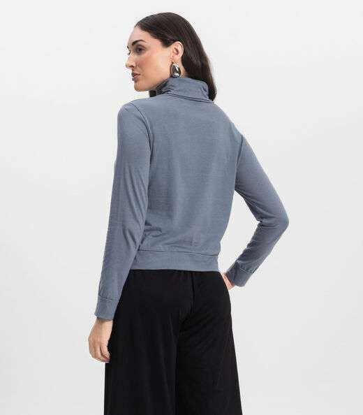 Blusão Gola Alta Infinita Cor Feminino Cinza