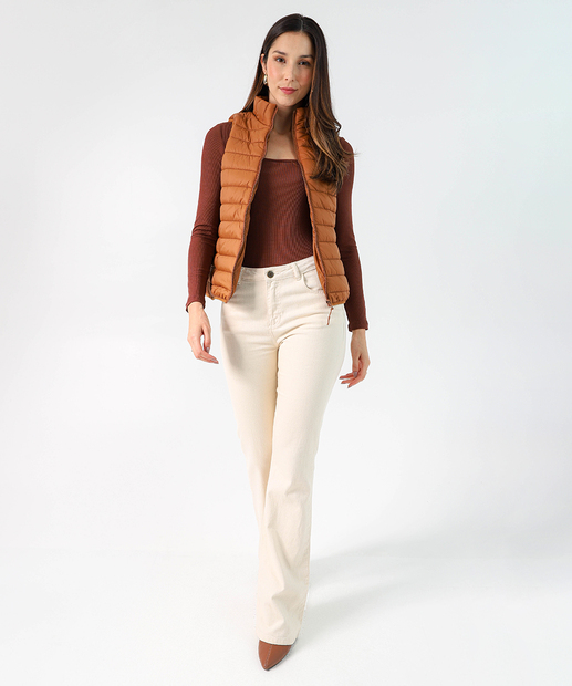 Colete Feminino Puffer Bolsos Marisa Marrom