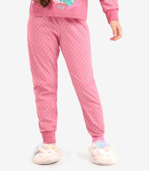 Pijama Infantil Menina Em Meia Malha Rovi Kids Rosa