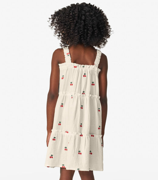 Vestido Infantil em Gaze Bordada Trick Nick Bege