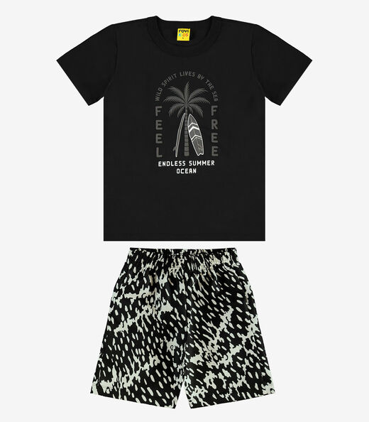Image_Conjunto Infantil Camiseta Com Bermuda Rovi Kids Preto