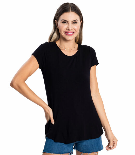 Blusa Feminina Andorra Flamê Básica Rovitex Preto