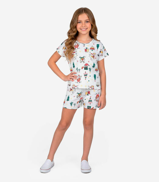 Conjunto Infantil Blusa com Shorts Select Bege