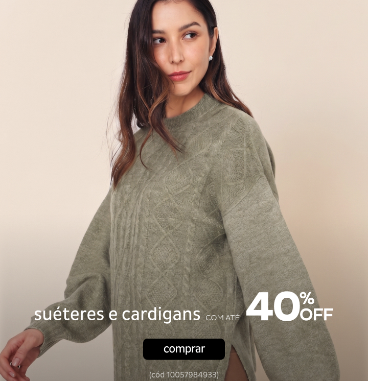 Sueteres e cardigans a partir de 40% OFF