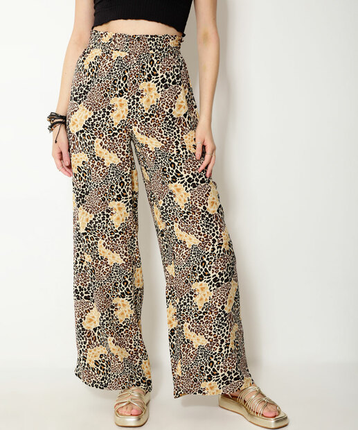 Calça Pantalona Feminina Estampa Animal Print Marisa