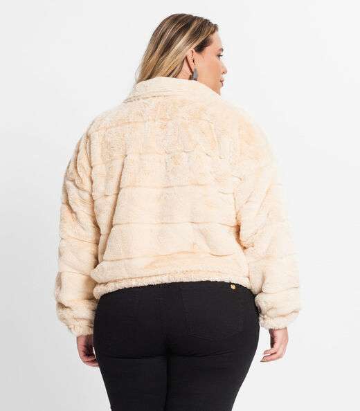 Jaqueta Feminina Plus Size Secret Glam Bege
