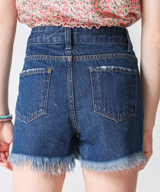 Short Juvenil Jeans Barra Desfiada Marisa Tam 10 a 16