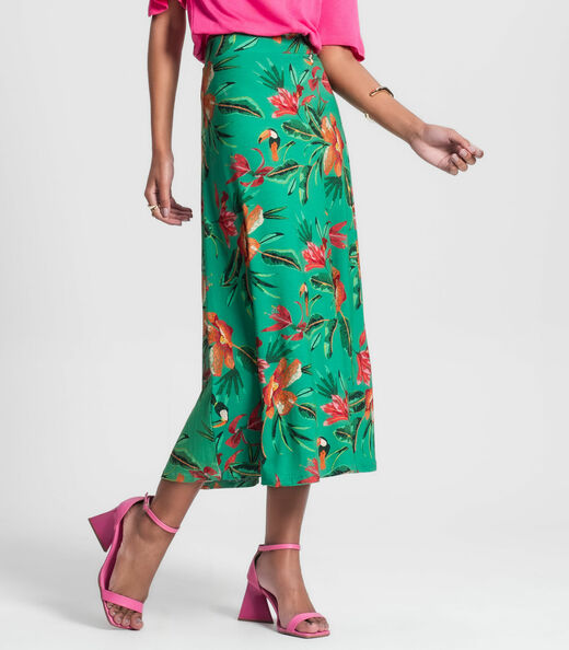 Saia Longa Floral Rovitex Verde