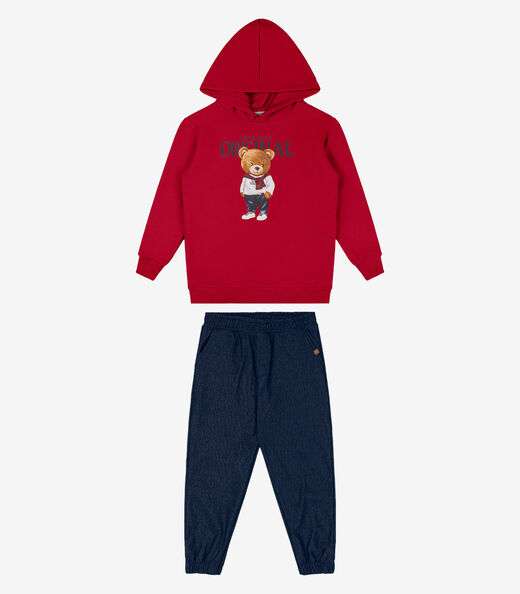 Conjunto Blusão Com Capuz e Calça Trick Nick Vermelho