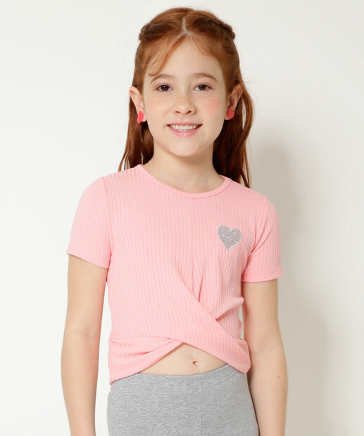 Blusa Infantil Cropped Canelada Marisa Tam 4 a 10