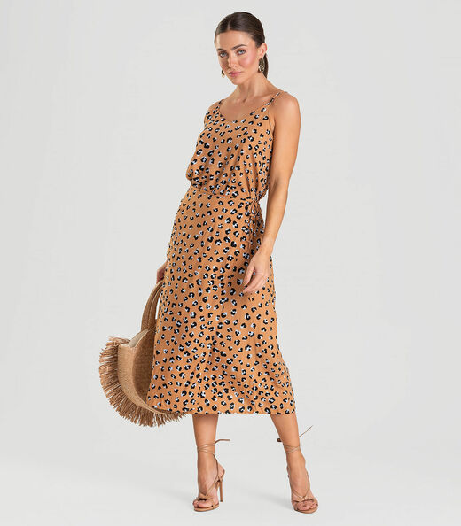 Blusa de Alça Feminina Estampada Dianna Bege