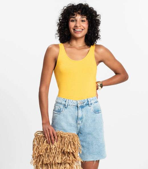 Image_Regata Feminina Básica em Viscotorcion Rovitex Amarelo