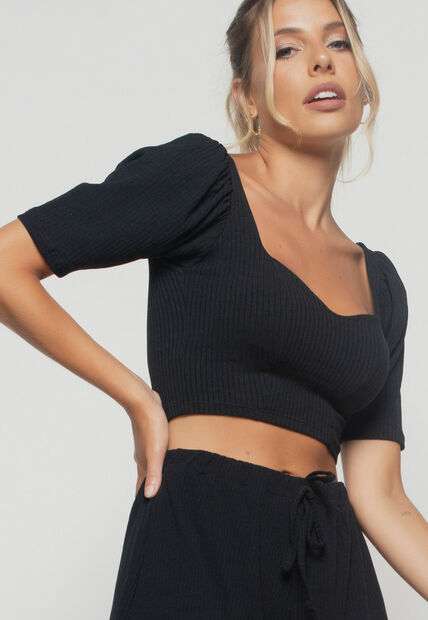 Image_Cropped  Princesa Decote Coração Malha Canelada Preto Salvatore Fashion