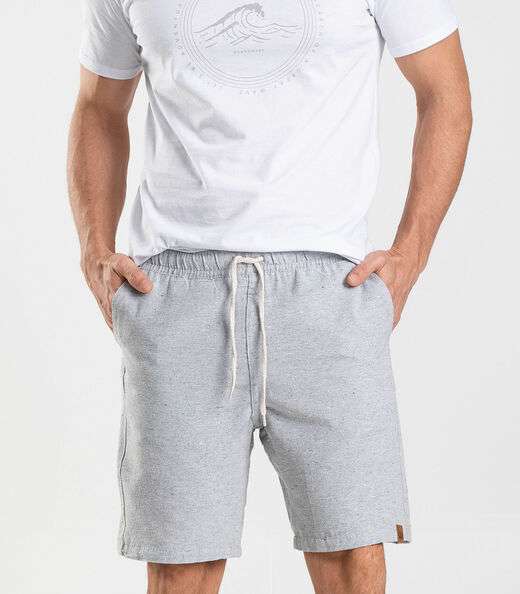 Bermuda Masculina Sarja Elástico E Bolsos Shift Cinza