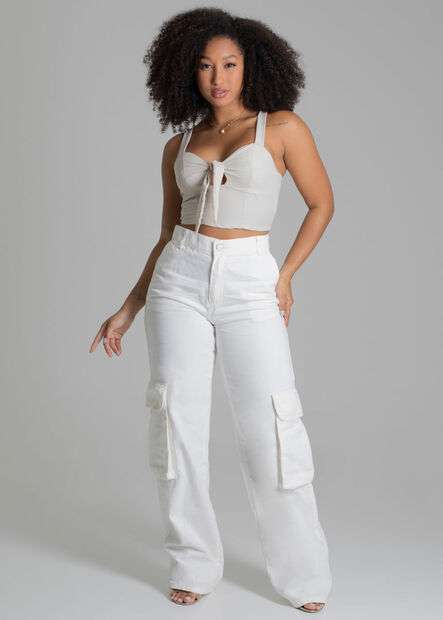 Image_Calça Sarja Sawary Wide Leg Cargo - 278171