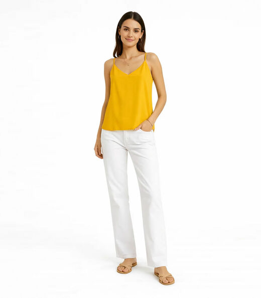 Regata Feminina Com Alças Finas Infinita Cor Amarelo